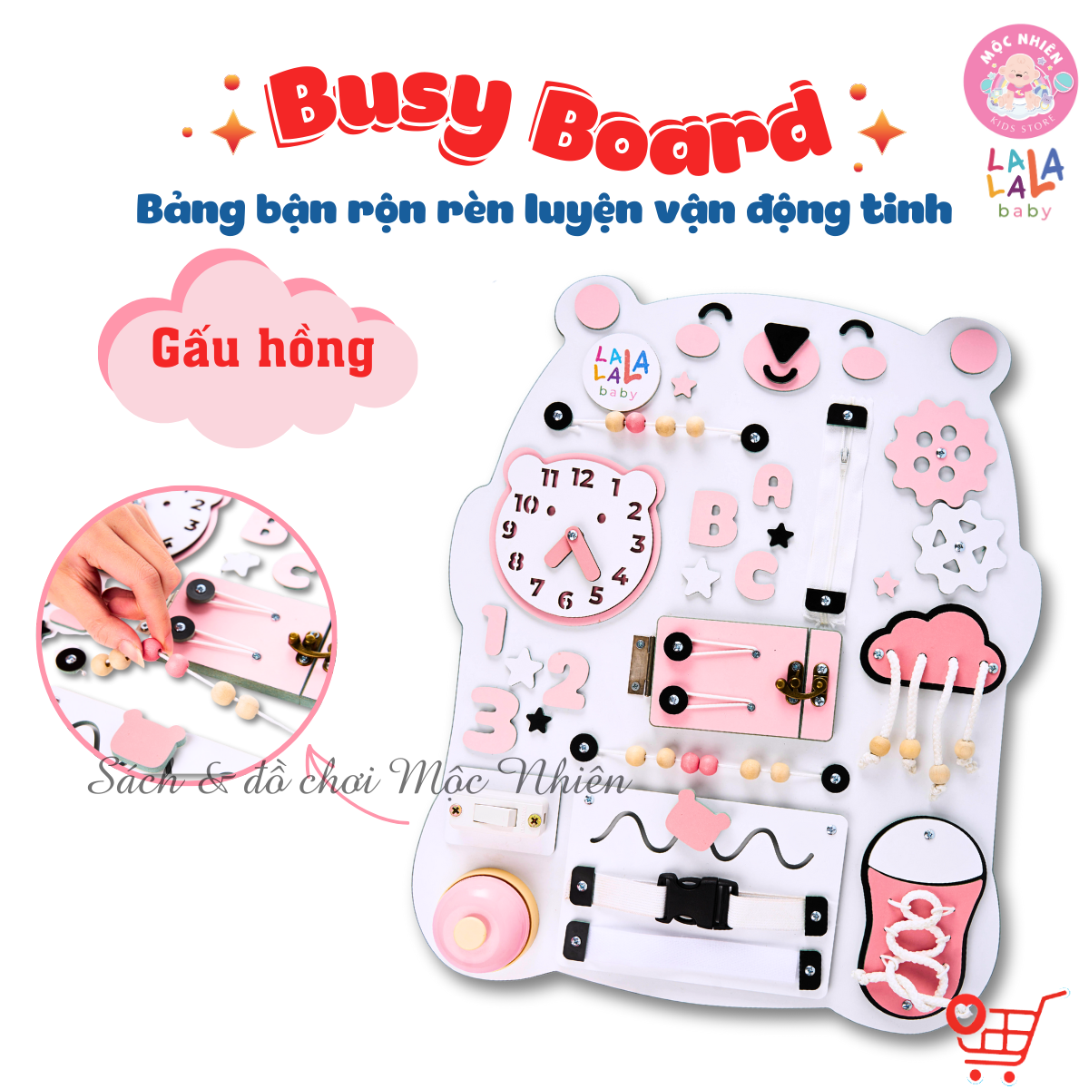 Bảng bận rộn Busy board MỚI 2024 rèn luyện vận động tinh Lalala baby, kích thước 40x50x5cm. CÓ BẢO HÀNH, LỖI 1 ĐỔI 1