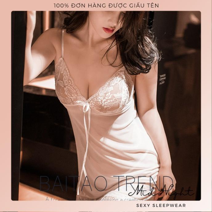 Bộ Đồ Ngủ Ren Sexy - Váy Ngủ Gợi Cảm Mid Night Sexy - Đồ Lót Gợi Cảm Nữ Size Lớn Xuyên Thấu Cám Dỗ - Màu Hồng Cánh Sen