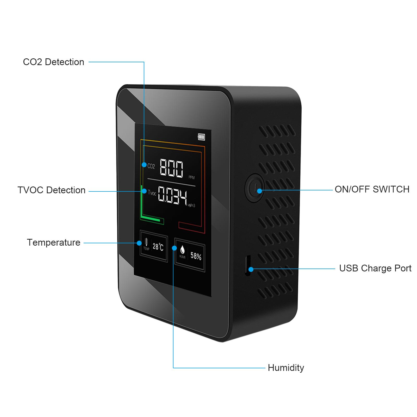 CO2 Meter LCD Backlight Indoor Carbon Dioxide CO2 Concentration Detector Intelligent Air Quality Analyzer Tester with