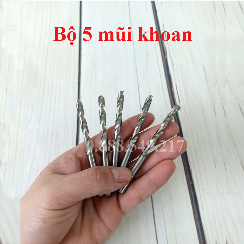 Bộ 5 Mũi Khoan Hợp Kim Cao Cấp Khoan Tường, Khoan Gỗ, Khoan Sắt Hộp Rất Tốt