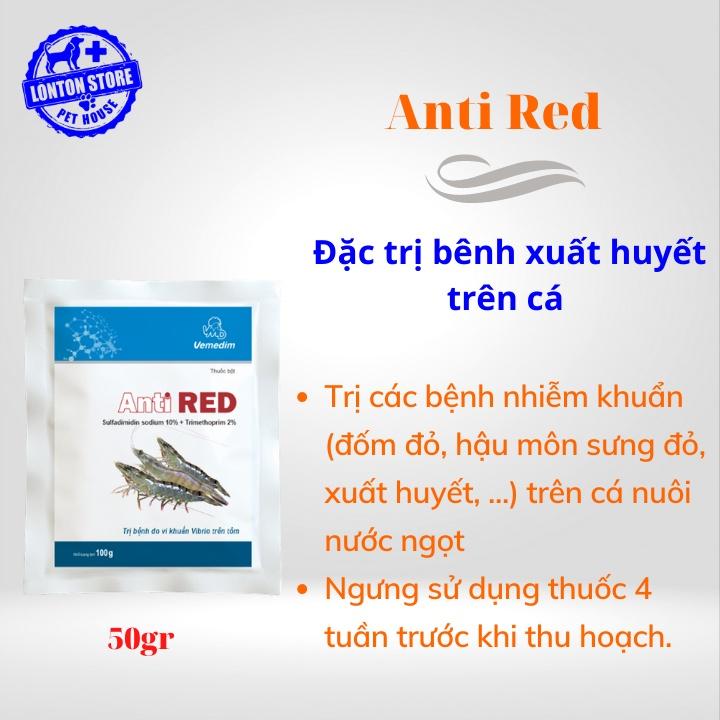 Anti red cá - Dùng cho cá nuôi nước ngọt bị nhiễm khuẩn đốm đỏ, sưng đỏ, gói 50gr