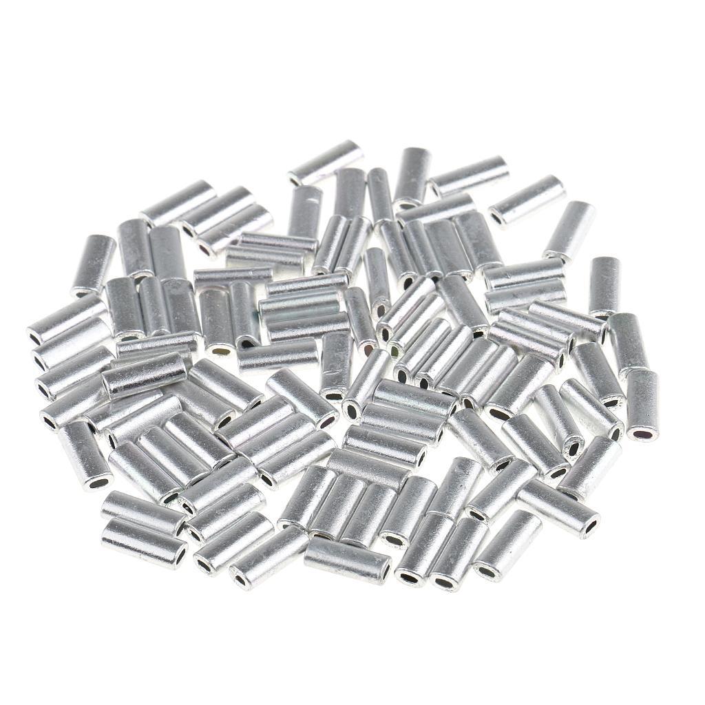 200 Pieces 1.2mm-1.5mm Inside Diameter Fishing Wire Leader Crimps Single Barrel Crimping Sleeves Aluminum Tube Connector Fishing Tackle Kit