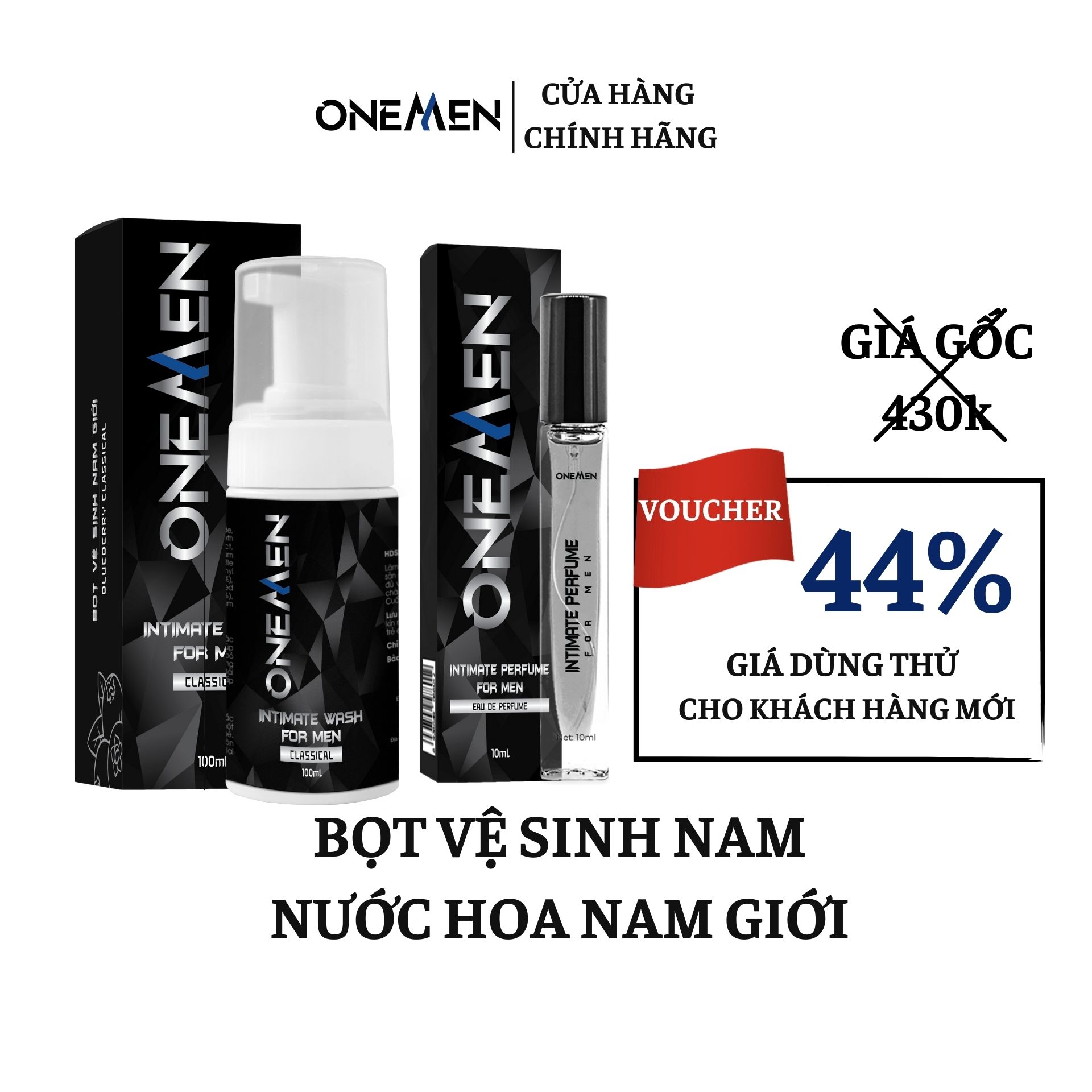 Combo Yêu Thích: Bọt Vệ Sinh Nam + Nước Hoa Nam Intimate Perfume For Men Lưu Hương Dịu Nhẹ 24h OneMen