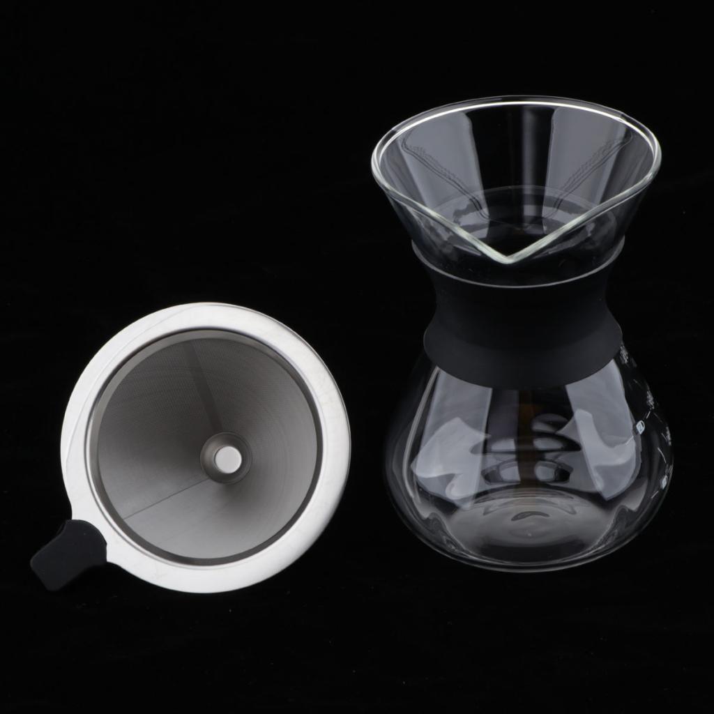 Coffee Maker Set Pour Over Hand Drip Pot + Cone Coffee Dripper Filter Net