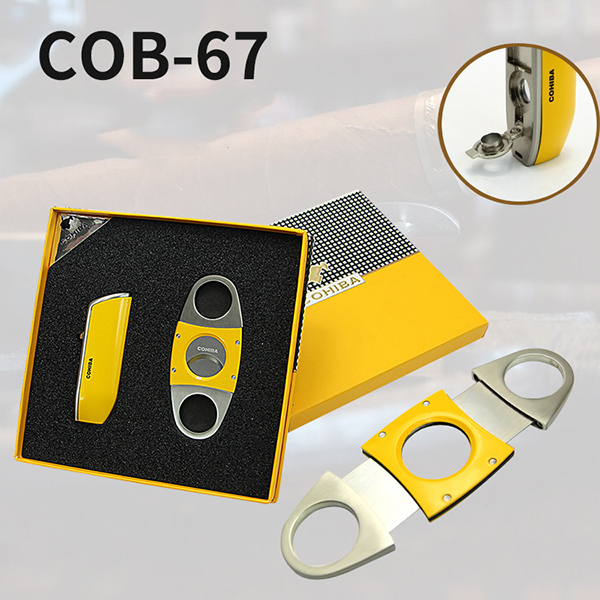 Bộ Set  COB-67 Gồm Vỏ Hột Quẹt Bật Lửa Khò 3 Tia Mạnh Mẽ Kèm Cắt Cao Cấp