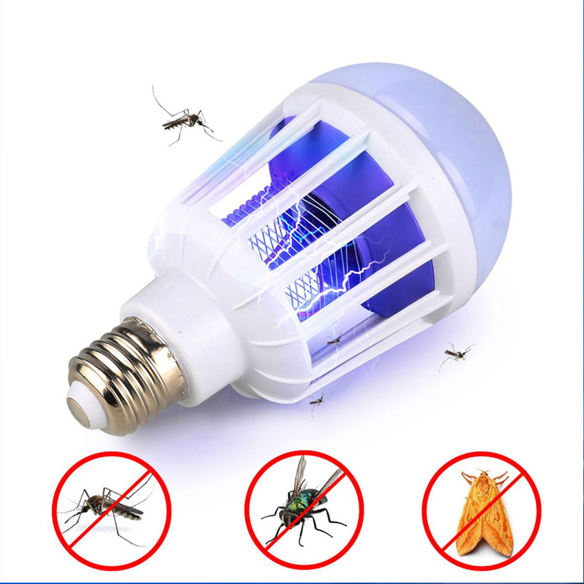 Chống Muỗi Bóng Đèn Đuổi Bọ Zapper Diệt Côn Trùng Đêm Đèn 2 Trong 1 Bóng Đèn E27 LED Muỗi sát thủ AC 175 V-220 V.