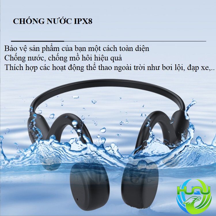 Tai Nghe Thể Thao Bơi Lội Huqu HQ- X18PRO- Tai Nghe Dẫn Xương, Chống Nước Hiệu Quả -Hàng Chính Hãng .