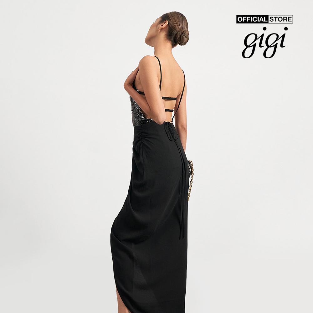 GIGI - Đầm maxi hai dây xếp nếp phối xẻ tà quyến rũ G2105D221189