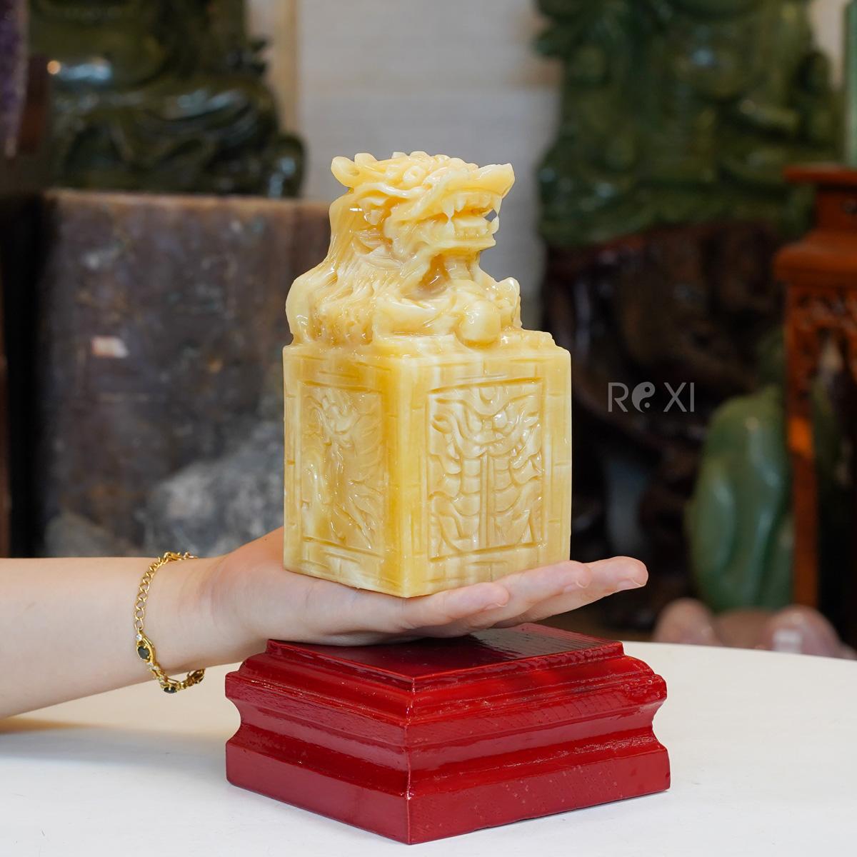 Triện Ấn - Ấn Rồng ngọc Hoàng Long 15cm