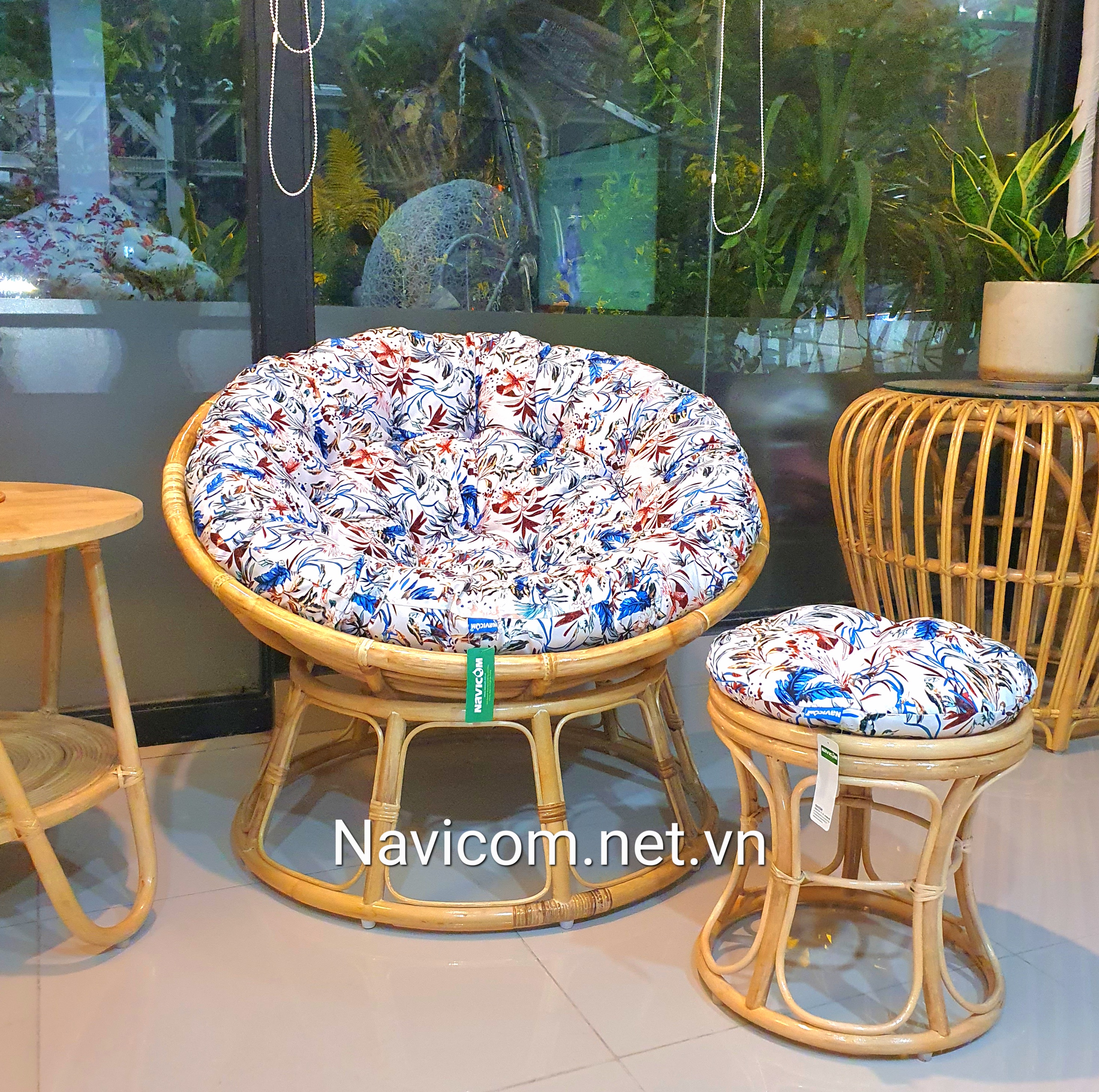 Ghế papasan nệm in họa tiết