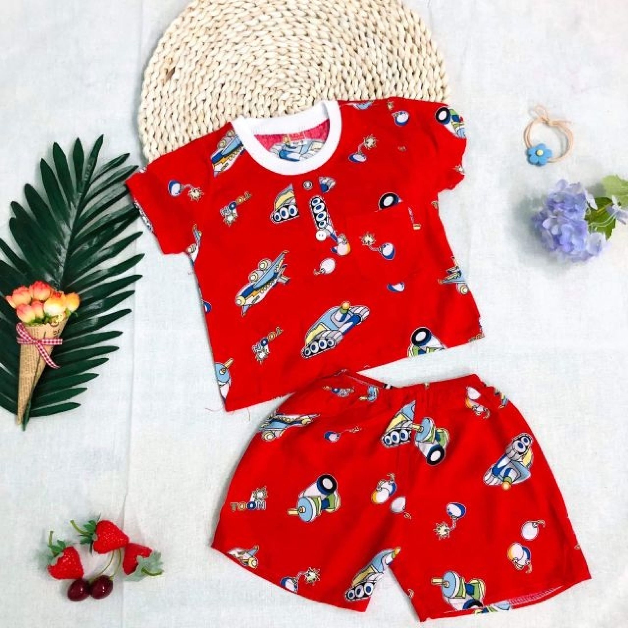 Combo 3 bộ quần áo bé Trai Cộc Tay vải Tole, lanh loại đẹp, size 1 đến 9 cho bé 5 đến 26kg, hàng Việt Nam chất lượng cao