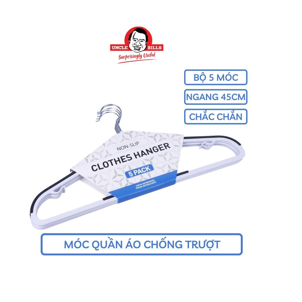 5 móc treo quần áo chống trượt chất liệu nhựa cao cấp cứng cáp Uncle Bills BL0687 đầu móc linh hoạt móc được mọi quần áo