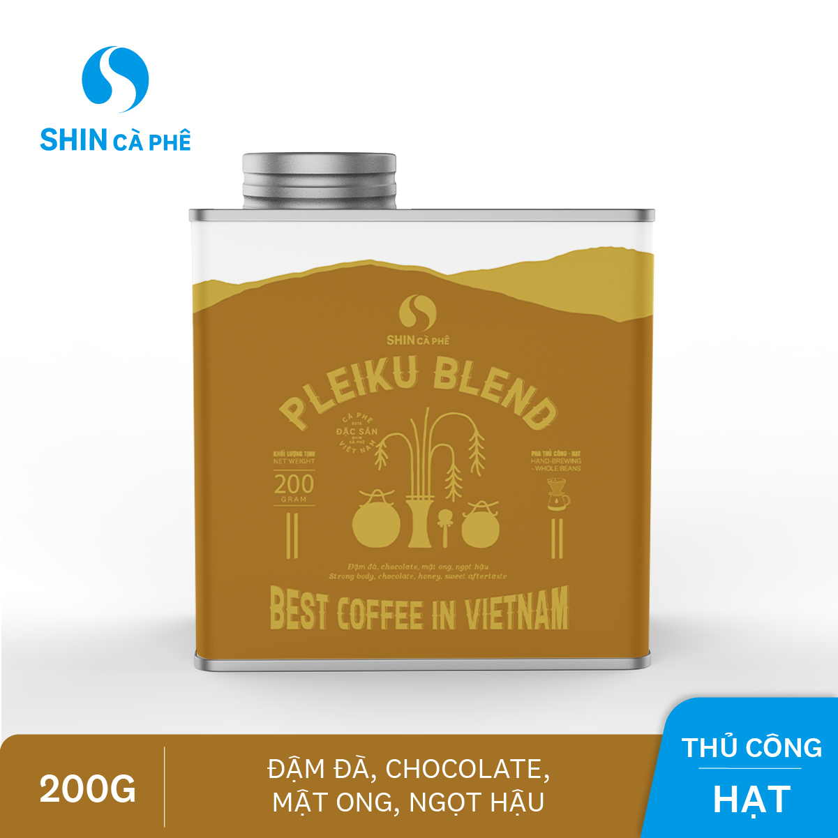 SHIN Cà Phê_Cà phê thủ công Pleiku Blend hộp thiếc 200g