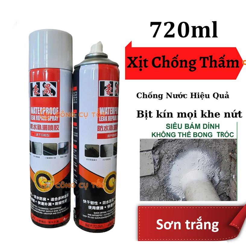 Bình xịt chống thấm tường, Keo chống dột xịt chống thấm nhà, mái tôn, bể nước 720ml Waterproof