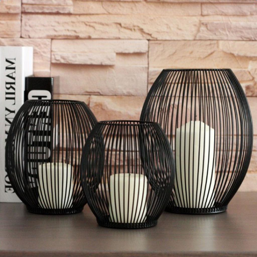 2 x Wire Iron Metal Candle Holder Cage Home Ornament Indoor Background Decor