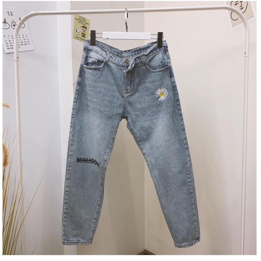 Được Kiểm Hàng TrướcQuần baggy jean thêu hoa cúcHÀNG SIÊU CẤP