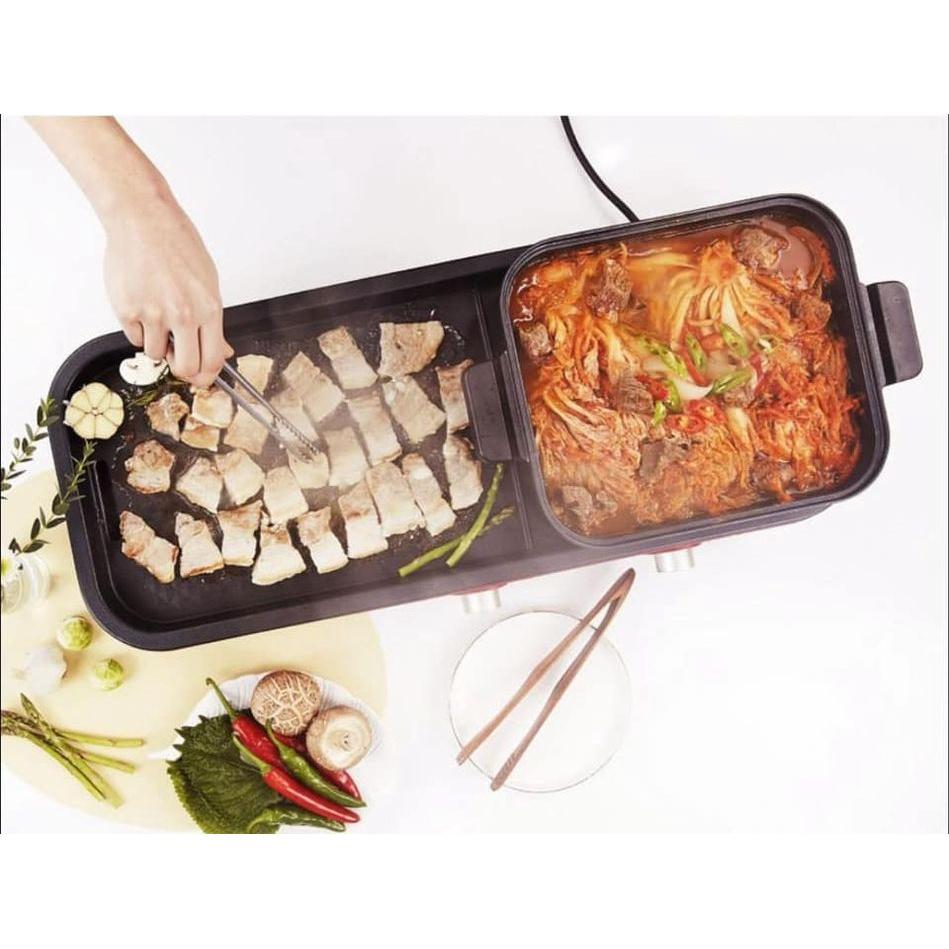 Bếp Lẩu Kèm Nướng Daewon, Nồi Lẩu Nướng 2 Ngăn, Chống Dính, Dễ Vệ Sinh, Nhập Hàn, BH 12 Tháng