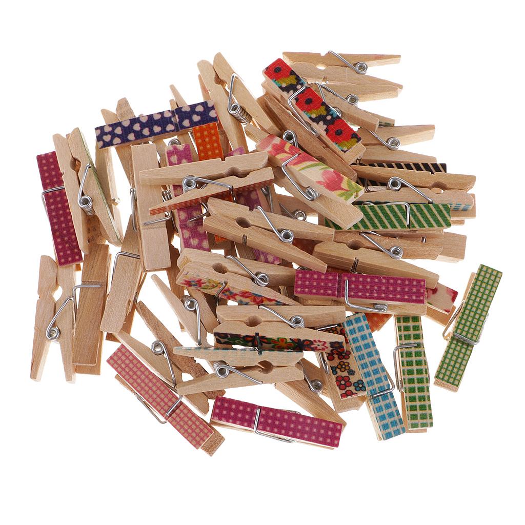 50X Nhà/Văn Phòng Màn Hình Hoa Văn Clothespins Ảnh Gỗ Giấy PEG DIY Quà Giáng Trang Trí Lễ Cưới Kẹp