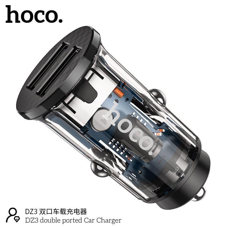 Tẩu sạc ô tô cho hoco. DZ3 – Hàng Chính Hãng 2 Cổng USB-A/Type-c  sạc nhanh PD 20w, Quick Chagre C3.0