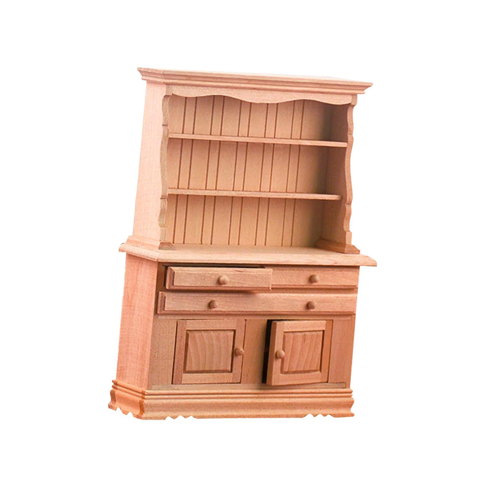 Handmade Dollhouse Cabinet Bookshelf Toy, Kids Pretend Toys Dollhouse Furniture, Dollhouse Decoration for Children Boys Girls Birthday Gifts