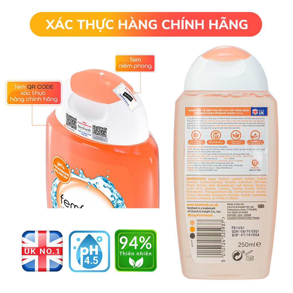 Dung Dịch Vệ Sinh Phụ Nữ Femfresh Daily Intimate Wash Nhập Khẩu Anh Quốc 250ml