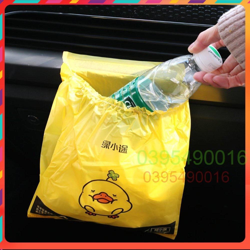 Bịch 60 túi đựng rác dán miệng VỊT VÀNG cho xe hơi văn phòng nhà bếp, túi nôn khi đi ô tô tàu xe tiện lợi - 60 TÚI