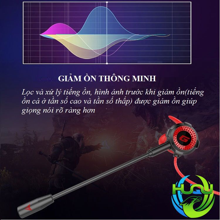 Tai Nghe Gaming Có Dây, Micro Kép Huqu GM - Hàng Chính Hãng