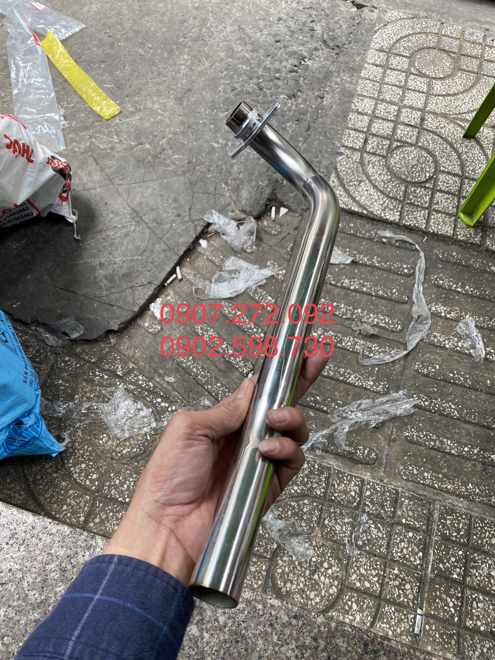 Cổ pô INOX 304 gắn PÔ DIN ĐI PXL- 62zz phi 32X2mm dành cho SIRIUS / FUPITER XĂNG CƠ / EXCITER 50