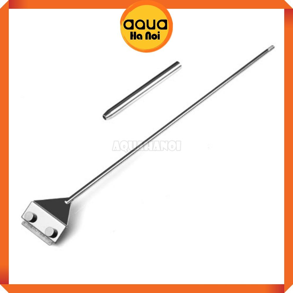 Cây cạo rêu MUFAN inox 2 khúc có thể tháo rời dài 46cm - vệ sinh thành hồ cá cảnh thủy sinh