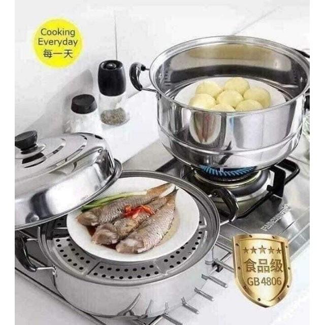 Nồi Hấp Inox Đa Năng 3 TẦNG 28CM Dùng Cho Cả Bếp Từ Và Bếp Ga