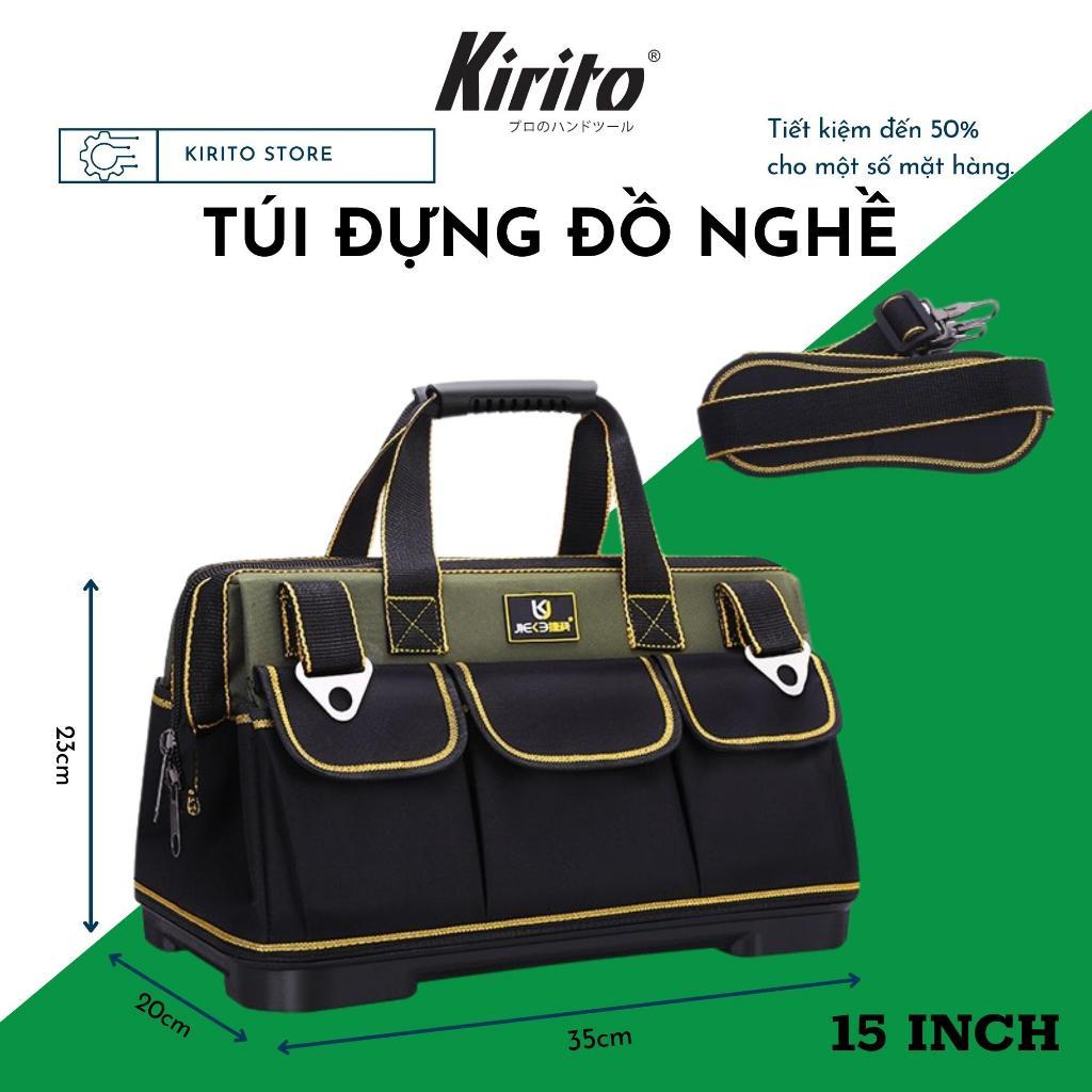 Túi đựng đồ nghề cao cấp đế nhựa chống vỡ, vải 3 lớp chống đam thủng màu xanh đen