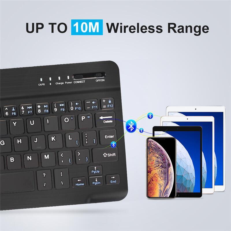 Bàn Phím Bluetooth Mini Và Chuột Không Dây Bàn Phím Chuột Combo Nga Cao Su Keycaps Sạc Chuột Cho Ipad Laptop