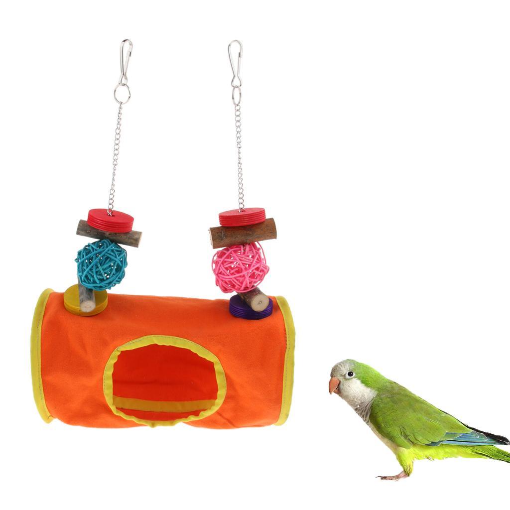 Bird Parrot Cage Hanging Decorative Toy Swing Bed Tunnel Hammock Hut