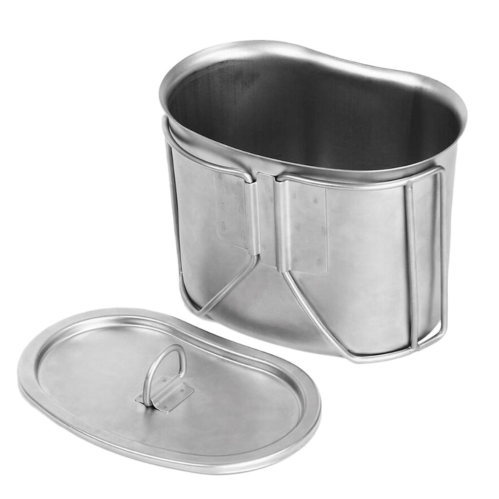 Outdoor Camping Stainless Steel Canteen Cup with Lid Single Pot Lunch Box