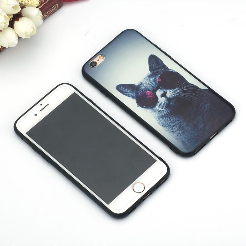 Ốp lưng hình mèo đeo kính đen dành cho Iphone 5 5s 5se 6 6s 6 plus 6s plus 7 7 plus 8 8 plus X XS