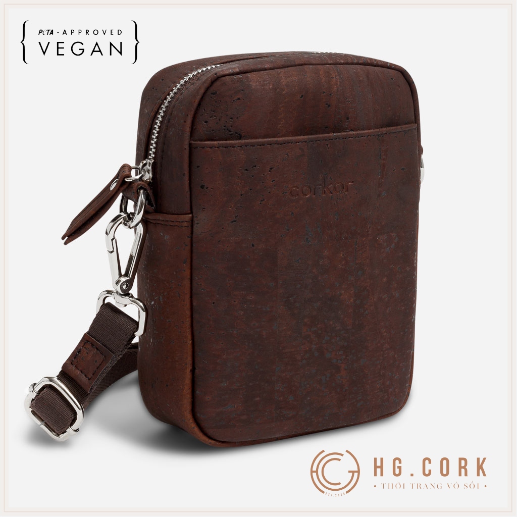 Túi Đeo Chéo Mini Dáng Đứng Nam Nữ CROSSBODY POUCH - HGcork Corkor CK266 – Nhiều màu – Vật liệu da cork thực vật thuần chay, chống cháy, chống mốc – Sản xuất tại Bồ Đào Nha