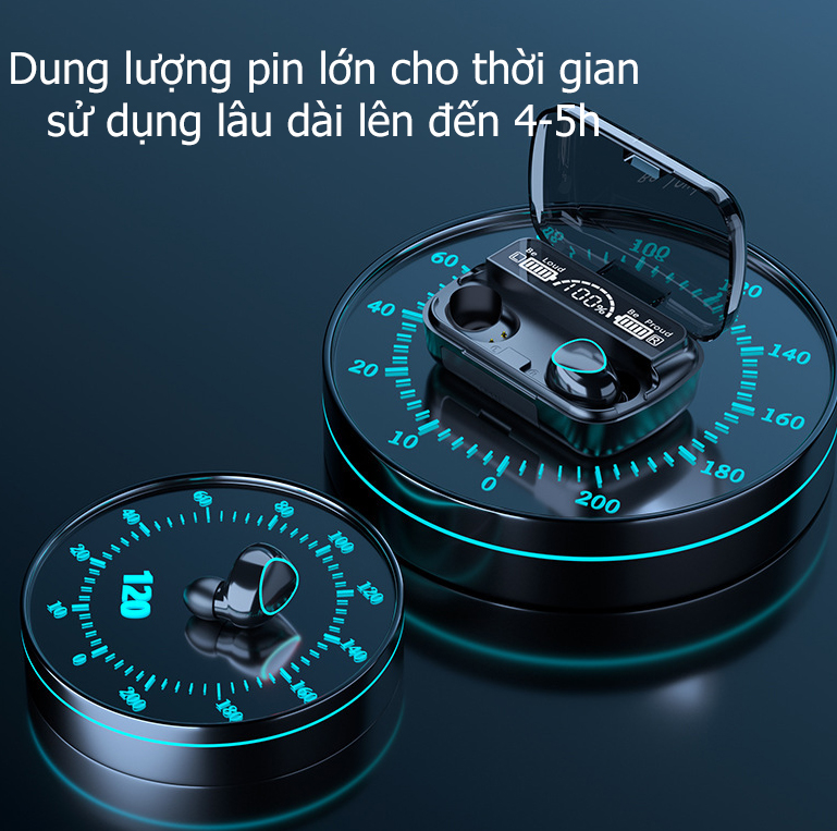 Tai Nghe Nhét Tai Không Dây M10 Màn Hình LED Chống Nước Bluetooth 5.1 IPX7 9D Điều Khiển Bằng Cảm Ứng Kiểu Dáng Thể Thao Dành Cho Cho iPhone Android Kèm Hộp Sạc - Hàng Chính Hãng