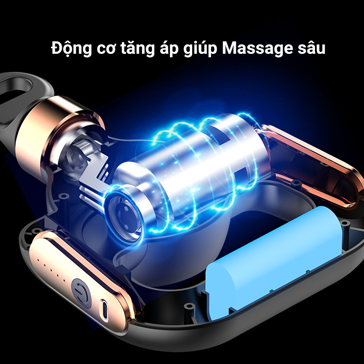 Máy massage cổ vai gáy, máy massage cầm tay có đai kèm 4 đầu, 5 chế độ-k1884