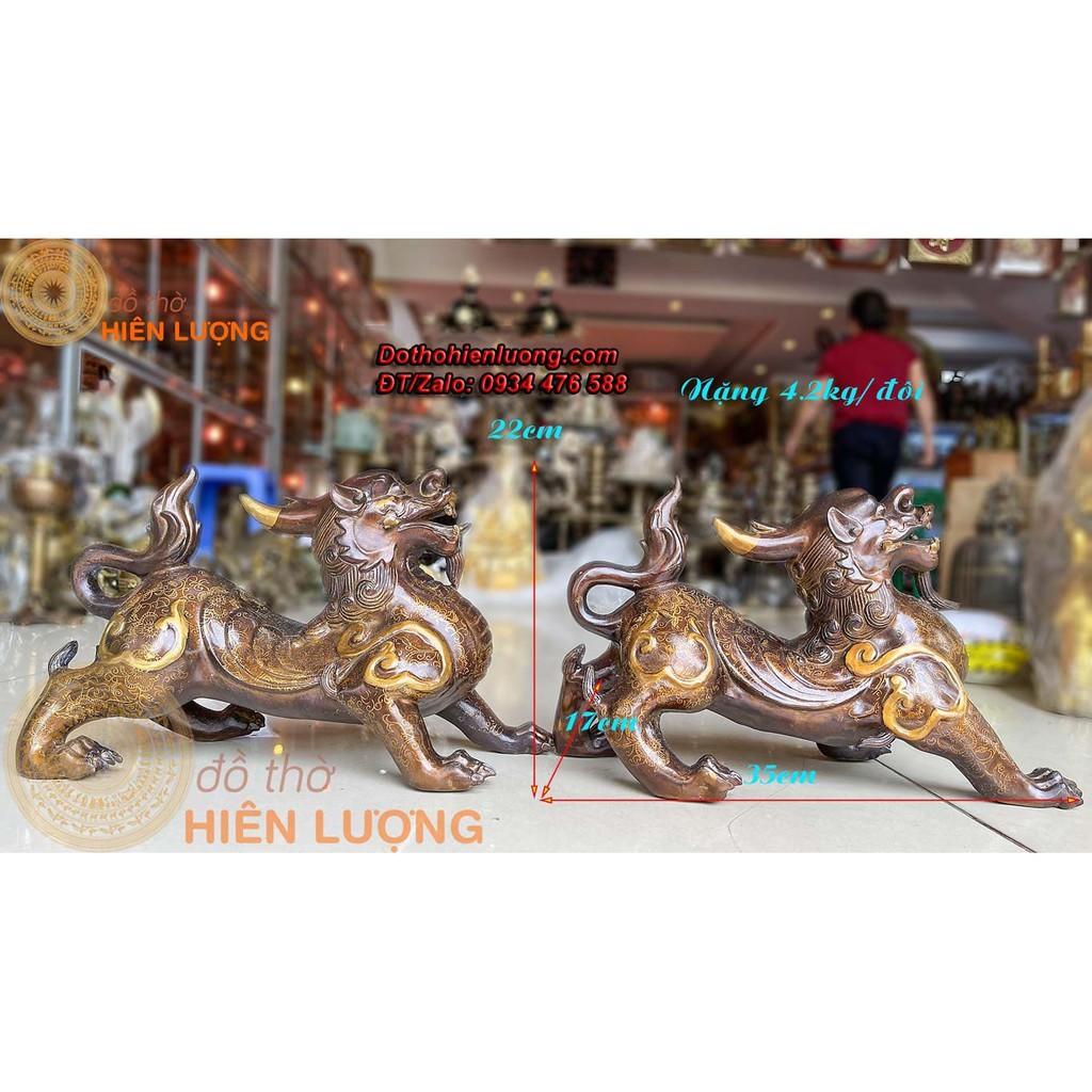 Đôi Tỳ Hưu Màu Nâu Bằng Đồng Phong Thủy Cao 22cm - Linh Vật Phong Thủy