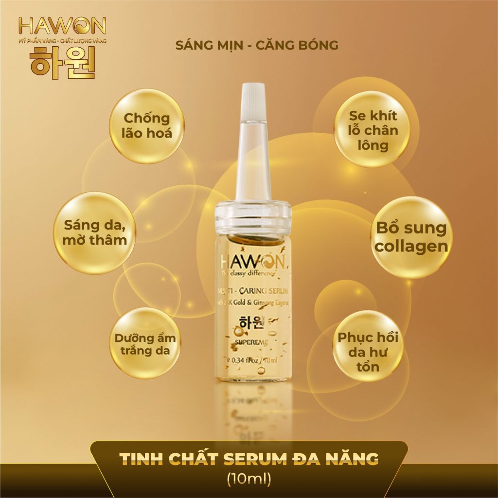 Serum sáng da & mờ thâm chiết xuất Nhân Sâm tinh chất v.àng 24K HAWON - 10ml