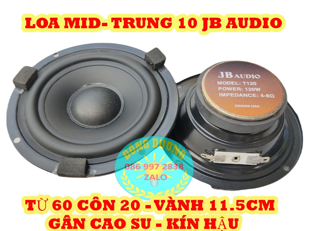 LOA  MID 10 JB AUDIO TỪ ĐƠN 60MM TOÀN VÀNH 11,5CM - LOẠI KÍN HẬU - LOA TRỢ LỜI