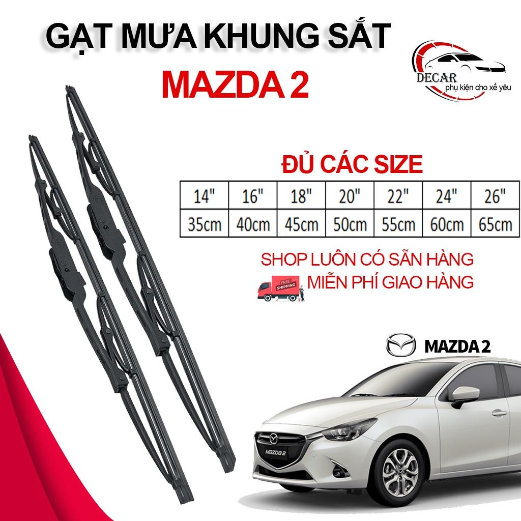 1 Cặp cần gạt mưa khung xương lưỡi silicon, thanh gạt nước kính xe oto 4,5 chỗ Mazda2