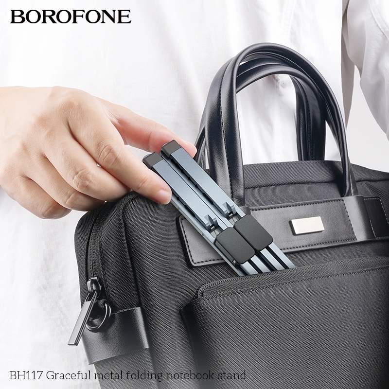 Giá đỡ laptop 15.6 Borofone BH117 chất liệu hợp kim nhôm chắc chắn 6 tuỳ chỉnh góc tản nhiệt hiệu quả _  Hàng chính hãng