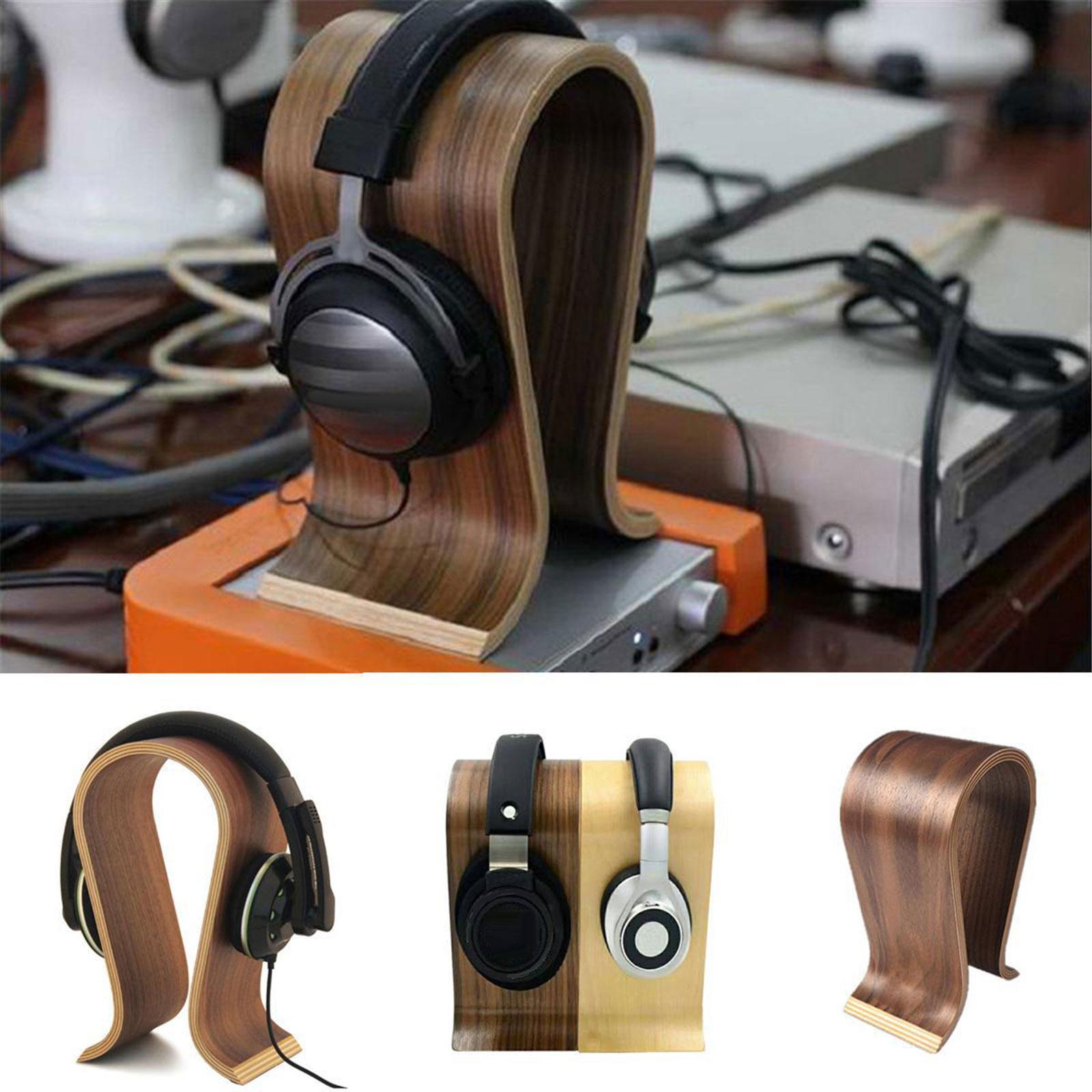 Headset Display Stand Desktop Wooden Headphone Holder for Husband