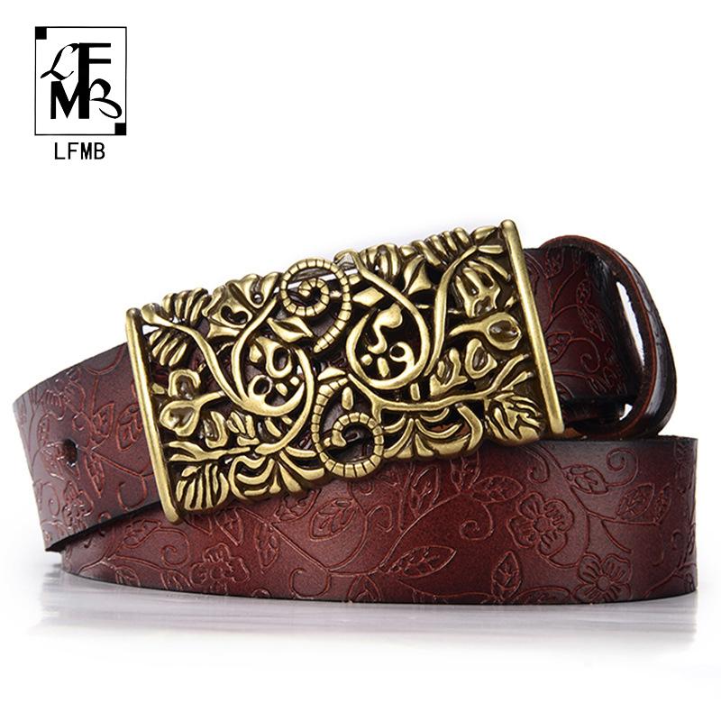 Thắt Lưng Dây Nữ Dây Thắt Lưng Da Bò Da Đầm Nữ Vintage Khóa Pin Rỗng Hoa Thời Trang Phụ Nữ Quần Jean Xòe nữ