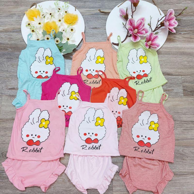 Combo 5 bộ đồ đáng yêu cho bé gái 7-18 kg. Bộ đồ 2 dây thun mát mùa hè cho bé