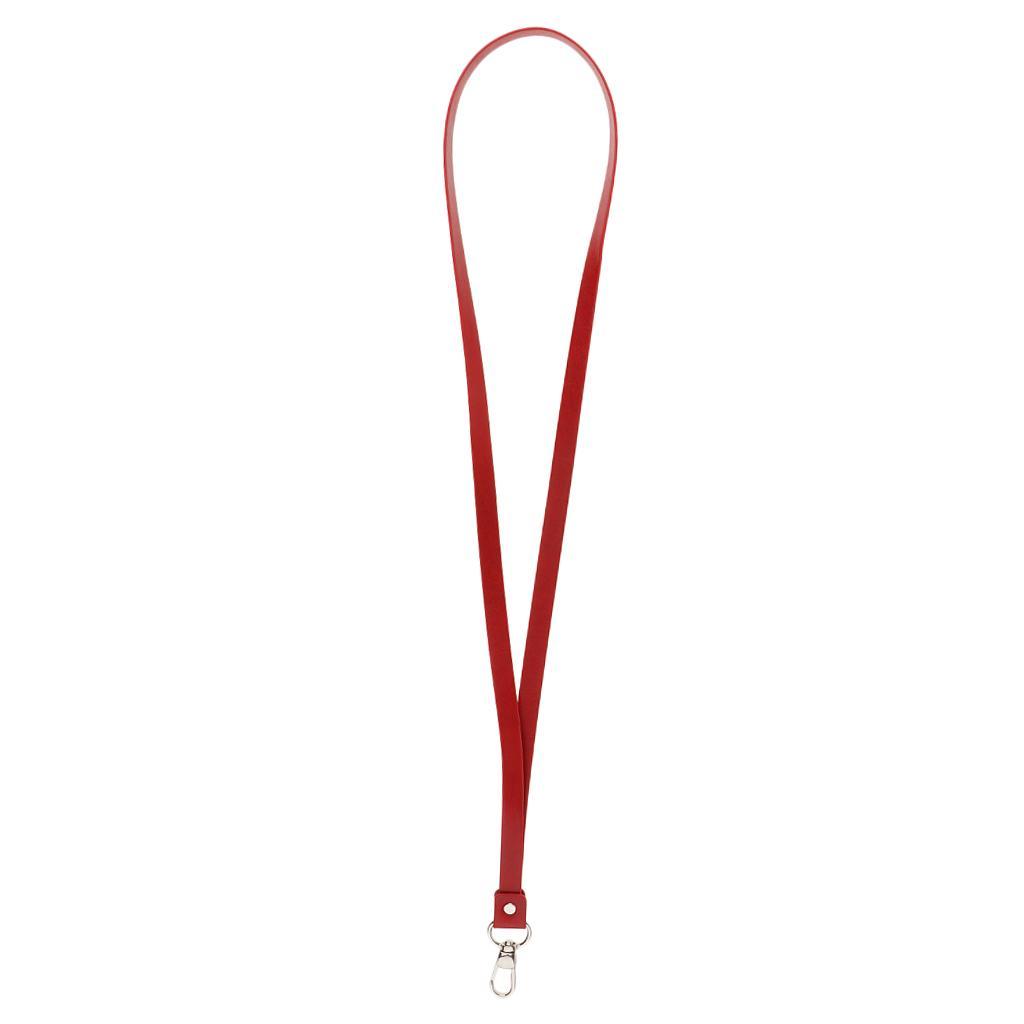 2-4pack PU Leather Neck Strap Lanyard Metal Clips for ID Cards Badges Red