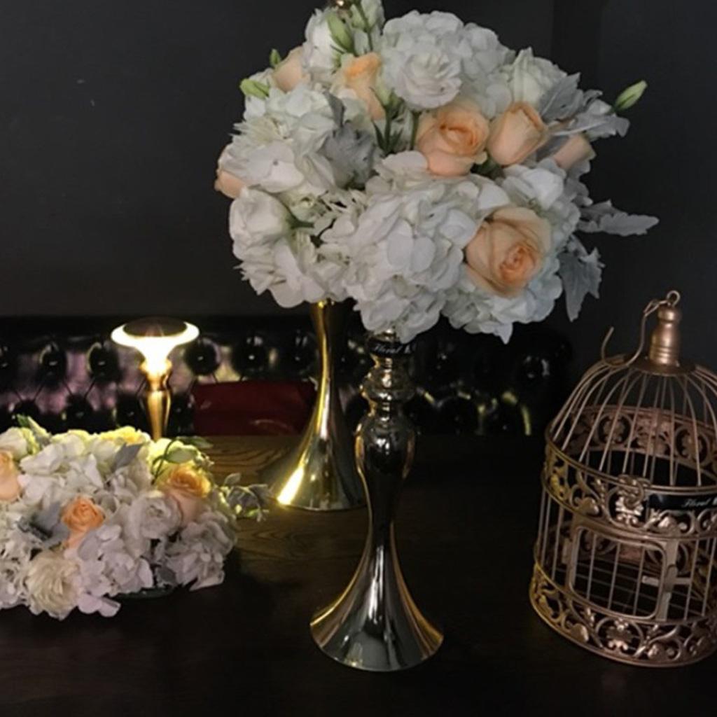 2pcs Long Stand Metal Candle Tea Light Holder Candlestick Flower Vase Gold-L