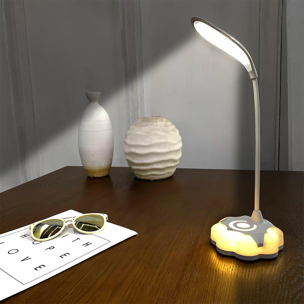 Đèn bàn LED cổ ngỗng linh hoạt với 3 mức độ sáng sạc USB