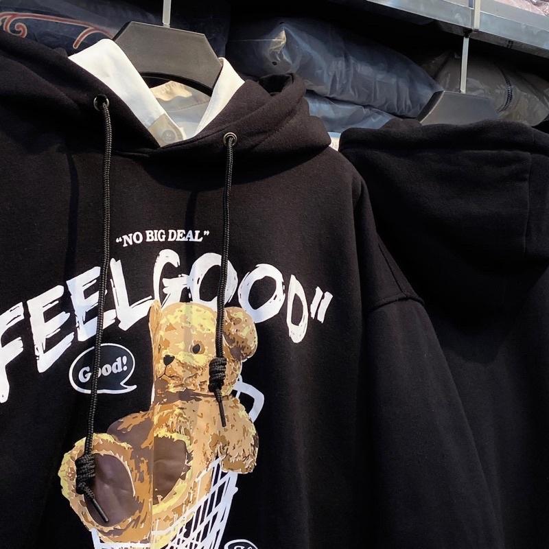 Áo Hoodie Nỉ Dáng Rộng in gấu BEAR 3D, khoác nỉ có nón chất sịn xọ